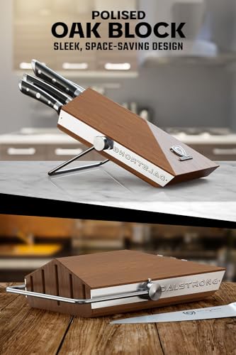 Dalstrong Knife Block Set - 5 Piece - Gladiator Series - with Modular, Multi-Level Block - German High Carbon Steel - Premium ABS Black Handles - NSF Certified - color: Black, size: 5-Pc