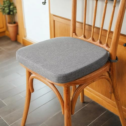 Battilo Chair Cushions for Dining Chairs with Ties, Waterproof Kitchen Chair Pad with Non-Slip Backing, Seat Cushions with Machine Washable Removable Cover, 16"x16"x2", Set of 2, Dark Grey - color: Dark Grey, size: 2 Count(Pack of 1)