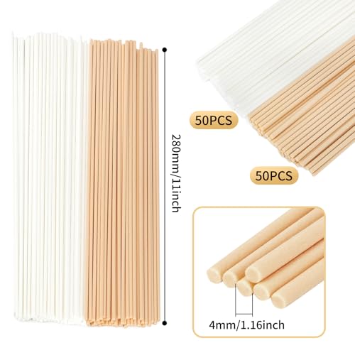 11 inch Diffuser Sticks 100 Pack, Diffuser Reeds Sticks Refill for Home and Bathroom, Diffuser Reeds Sticks for Scented Diffuser Nude&White - color: Nude&white