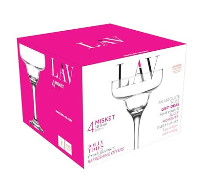 LAV Margarita Glasses Set of 4 - Margarita Cocktail Glasses 10.25 oz - Clear Daiquiri Glasses for Parties - Classic Cocktail Drinking Glasses for Frozen Drinks - style: Margarita Glasses