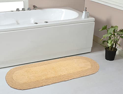 Home Weavers Double Ruffle Collection 100% Cotton Bathroom Rugs Set, Washable Rug, Extra Soft and Absorbent Bath Rug, Kitchen Mat, Bath Mat Set, Bath Floor Mat Non Slip, 21"x54" Runner, Yellow - color: Yellow, size: 1'9" x 4'6" (Oval)