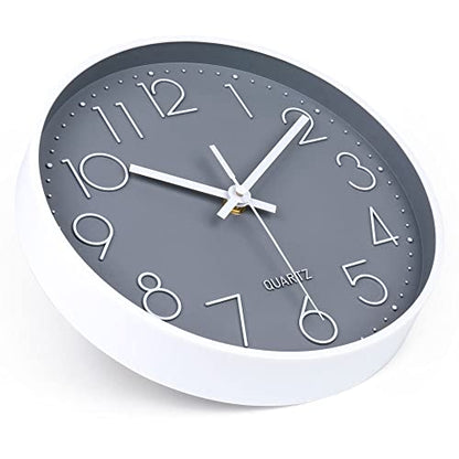 10 Inch Gray Wall Clock Battery Operated Silent & Non-Ticking Wall Clock for Home, Bathroom, Bedroom, Kitchen - color: Gray, size: 10 Inch