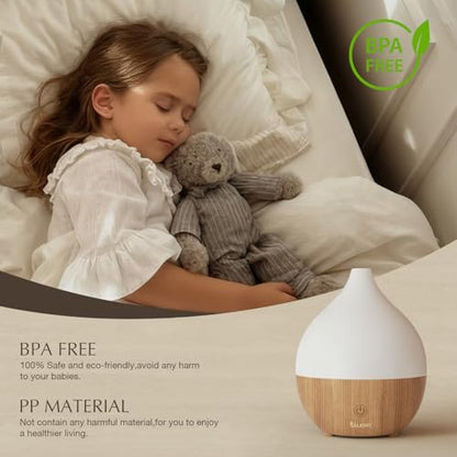 SALKING Essential Oil Diffuser with Luxury Hotel Fragrance Oil Set, 100ml | Aromatherapy Diffuser for Home, Ultrasonic Diffuser, Auto Shut-Off, 8 Color LED Lights, Cool Mist Humidifier,Quiet, Bedroom - color: Wooden Grain + Oil