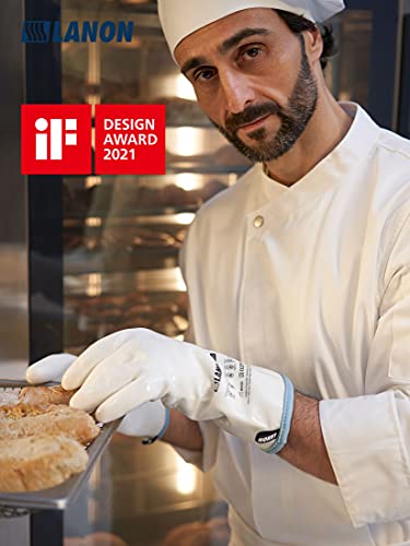 LANON Liquid Silicone Gloves, Heat Resistant Oven Gloves with Fingers, Food Grade, Waterproof, White, XL - color: White, size: XL/10
