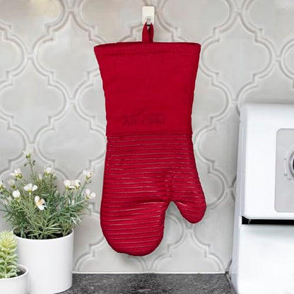 All-Clad Premium Silicone Oven Mitt and Pot Holder Set for Kitchen and Barbeque, Chili - color: Chili, size: Multi-Set