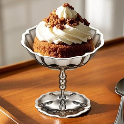 choxila Ice Cream Bowls 4pcs – Elegant Stainless Steel Dessert Cups, Footed Bowl for Ice Cream, Trifle, and More – Perfect for Parties, Weddings, and Home Use - color: Stainless steel Lotus style