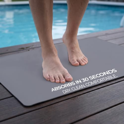 Homergy Bath Mat for Bathroom Non Slip, Quick Dry, 18x28 in, Grey | Ultra absorbent, machine washable, mildew resistant shower mat with rubber backing for tub, poolside and outdoor showers - color: Gray, size: 18" x 28"