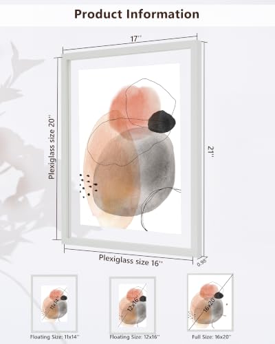 DLQuarts 16x20 Floating Picture Frame for 12x16/11x14 Photos, 2-Pack Solid Wood Double Plexiglass Wall Art Frames, Any Size Photo up to 16x20 Display, White - color: Chalk White, size: 16x20