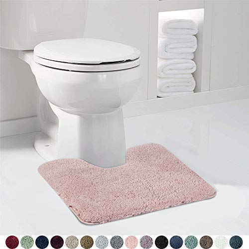 Walensee Shaggy 2 Piece Bath Rug Set (Dusty Pink) - 20 x 24 U Shape Contour & 20 x 32 Bath Mat - Machine Wash/Dry - Plush Absorbent Non Slip - color: Dusty Pink
