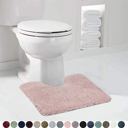 Walensee Shaggy 2 Piece Bath Rug Set (Dusty Pink) - 20 x 24 U Shape Contour & 20 x 32 Bath Mat - Machine Wash/Dry - Plush Absorbent Non Slip - color: Dusty Pink