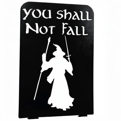 Decorative bookends for Shelves, You Shall Not Fall, Decorative Metal Book Ends, Unique Book Support, for Home/Office Decor/Shelves, 7 Inch Tall/A Pair