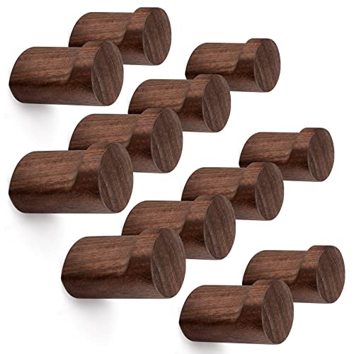 Roowest 12 Pack Walnut Wood Wall Hooks Natural Wooden Coat Hooks Wall Mounted Handmade Rustic Decorative Modern Hanging Backpack Hanger for Towel Mug Clothes Holder Heavy Duty Entryway Peg