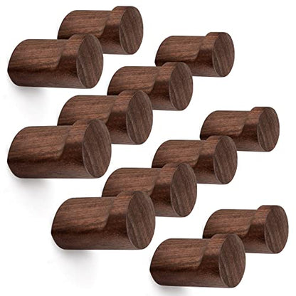 Roowest 12 Pack Walnut Wood Wall Hooks Natural Wooden Coat Hooks Wall Mounted Handmade Rustic Decorative Modern Hanging Backpack Hanger for Towel Mug Clothes Holder Heavy Duty Entryway Peg