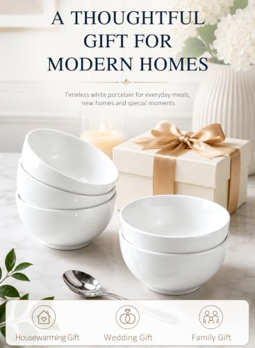 Small Bowls Set, White, 10 oz Porcelain Bowls of 4 | Ceramic, For Kitchen Dessert Rice Side Dish Snack Soup Fruits Cereal Ice Cream, Microwave Dishwasher Freezer Oven Safe - size: 10 OZ(4PCS)