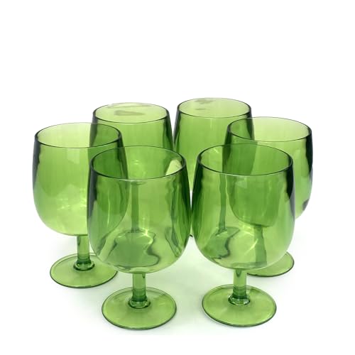 Yalin Set of 6 Unbreakable 12 oz Acrylic Plastic Wine and Water Tumbler Stackable Goblets. (Green, 12 oz) - color: Green, size: 12 oz