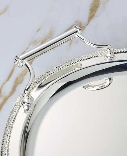 Reed & Barton Oval Silverplate Serving Tray with Handles | braided metal border | 13 x 17 inch | elegant entertaining or vanity decor, gift for women, vanity decor item - style: Oval
