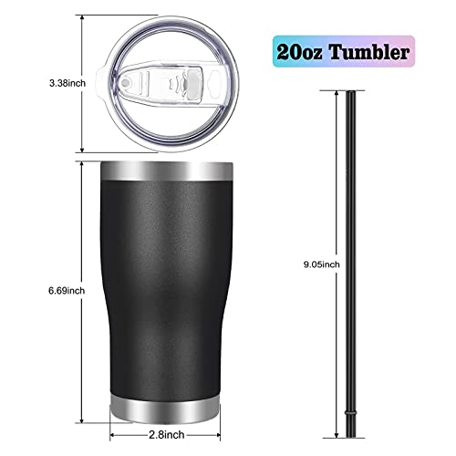 VEGOND 20oz Tumbler Stainless Steel Tumbler Cup with Lid And Straw Vacuum Insulated Double Wall Travel Coffee Mug(Black 6 Pack) - color: Black, size: 6 Count (Pack of 1)