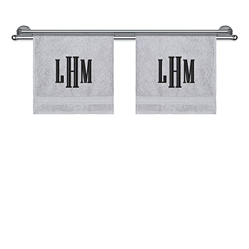 Monogrammed Towels, Luxury Turkish Genuine Cotton Personalized Towel Washcloths for Bathroom, Kitchen, Hotel, Spa, Gym & College Dorm, 2 Pack Washcloth Set for Body & Face, Baby and Adults, Light Grey - color: Light Grey, size: Washcloths - Set of 2