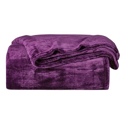 BOURINA Flannel Throw Blanket Fleece Throw Outdoor Blanket,Purple 50x60inch | This fleece throw blanket feel soft.Double-sided fluffy texture provides comfort for relaxing on the couch, bed, or sofa. - color: Purple, size: 50"x60"