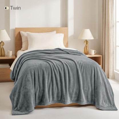 Utopia Bedding Cool Grey Fleece Blanket Twin Size Lightweight Fuzzy Soft Anti-Static Microfiber Dorm Bed Blanket (90x66 Inch) - color: Cool Grey, size: Twin (90x66 Inch)