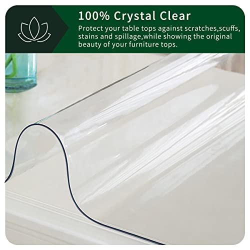 Crystal PVC Table Mat - 1.5mm Thick, 12x48 Inch Clear Table Cover Protector, Rectangular Plastic Desk Pad; Non-Slip, Heat Resistant - color: Clear1.5 Rectangle, size: 12" x 48"