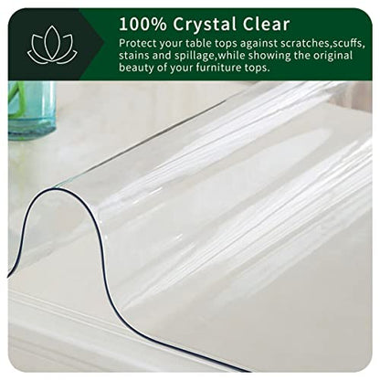 Crystal PVC Table Mat - 1.5mm Thick, 12x48 Inch Clear Table Cover Protector, Rectangular Plastic Desk Pad; Non-Slip, Heat Resistant - color: Clear1.5 Rectangle, size: 12" x 48"