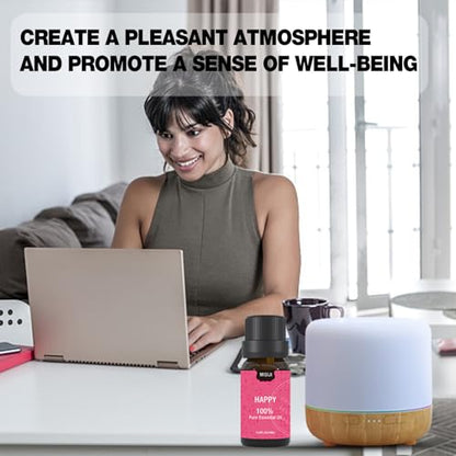 Well-Being Essential Oils Set-Essential Oils for Diffuser for Home,Essential Oils Diffuser Scents for Skin,Aromatherapy,Laundry,Candle&Soap Making,Humidifiers 6 X 10ML - color: Jet Black