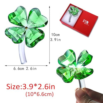 4'' Crystal Four Leaf Clover Figurine Collectibles St Patricks Day Decor - style: Four Leaf Clover