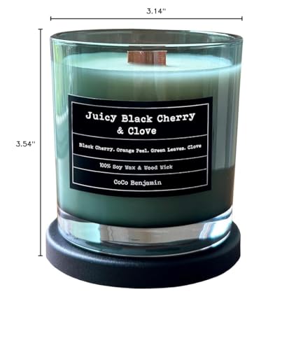 100% Soy, Highly Scented, Hand Poured Soy Candle (Juicy Black Cherry & Clove (Wooden Wick)) - style: Juicy Black Cherry & Clove (Wooden Wick)