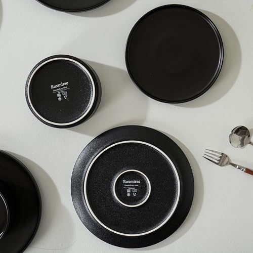 Salads & Desserts Plates, Set of 4, 8-Inch, Matte Black | Matte Glaze Stoneware Plate, Microwave Safe, Dishwasher Safe - color: Black, size: Salad Plates Set (4PCS)