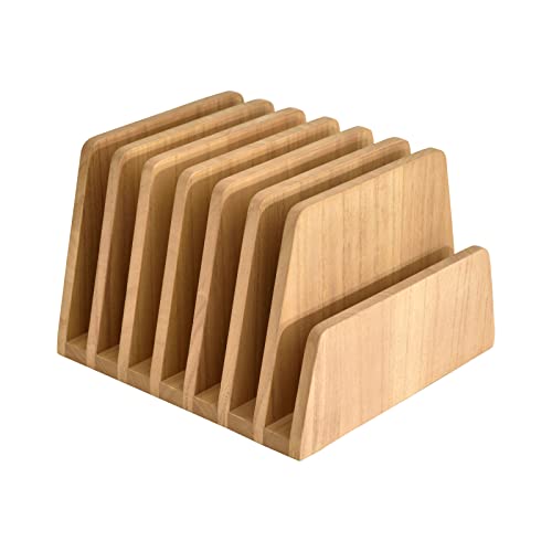 KIRIGEN Wooden File Organizer, 7-Slot Upright Holder for Desk Natural 7K-NA | Seven Upright Slots Sort Mail, File Folders, Papers, Bills, Envelopes, and Notebooks; 9.92 x 10.35 x 7.08 In, No Assembly - color: Natural, size: 7 Slots