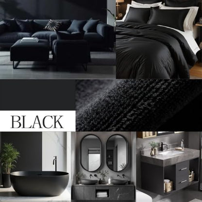 HOMEIDEAS Upgraded Bathroom Rugs Set 3 Piece, Ultra Soft Memory Foam Bath Mats, Super Absorbent Non Slip Washable U-Shaped Toilet Bath Rug (Black, 17"x24"+20"x32"+U-Shaped 20"x24") - color: Black