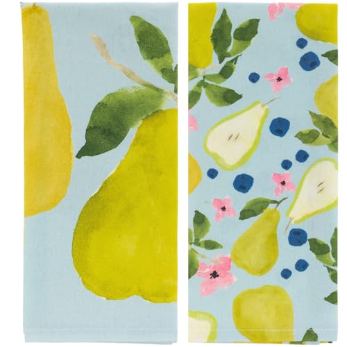 Boston International Dish Towel Set of Two Cotton Tea Towels, 28" x 18", Anjou Pear - color: Anjou Pear