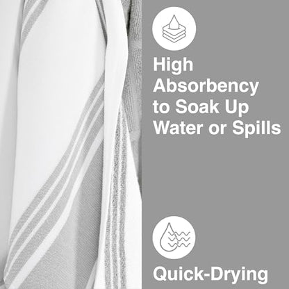 All-Clad Dual-Purpose Kitchen Towels: Highly Absorbent - 100% Cotton, 17"x30" Dish Towels for Cleaning & Drying Dishes & Glassware, 3-Pack, Titanium - color: Titanium