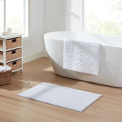 Nautica - Bath Rugs, Soft & Absorbent Plush Bath Mat with Skid Resistant Backing, Oeko-Tex Certified (Nautica Logo White, 2-Piece) - color: Nautica Logo White