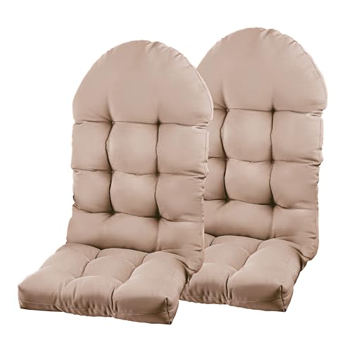Adirondack Chair Cushion, Rocking Chair Cushion 44x19.4x4 inch, High Back Patio Cushions of Upper and Lower with Ties, Sunscreen and Fade-Resistant (Beige, 2) - color: Beige