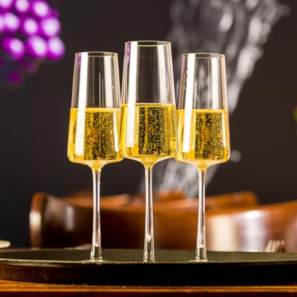Stölzle Lausitz Champagne Glasses Power 6-Piece Set 8 oz – Elegant Flutes Ideal for Prosecco & Sparkling Wine – Elegant Crystal Champagne Glasses – Dishwasher- & Shockproof - size: 6 Pieces (1 Pack)