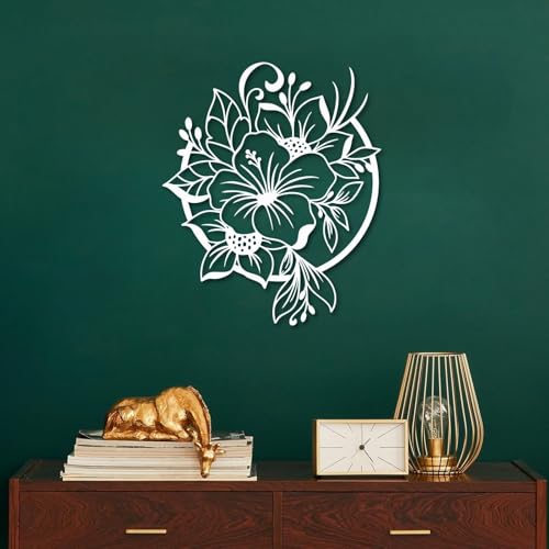Trpiox Lily Flower Metal Wall Art,Metal Flowers Wall Decor,Lily Floral Sign,Flower Wall Decor for Bedroom Bathroom Living Room(White,35" H x 29" W / 90x75cm) - color: White, size: 35"H x 29"W / 90x75cm