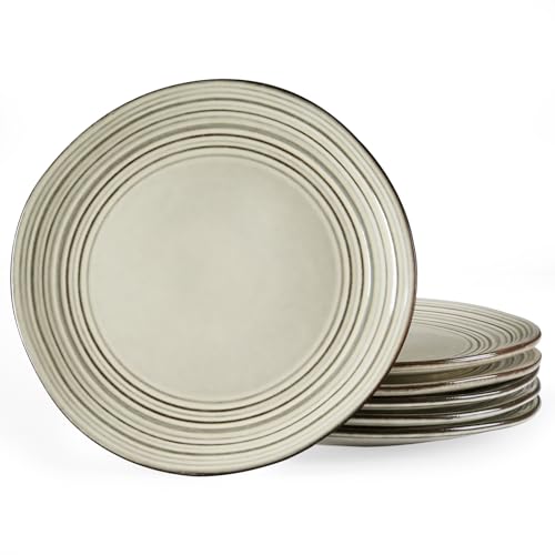 famiware Dinner Plates, 8 Inch Small Plate Set for 6, Dessert Appetizer Speckled Hand-made Ceramic Salad Plates, Microwave & Dishwasher Safe, Scratch Resistant, Twilight Series, Terre-verte - color: Terre-verte, size: 8 inch