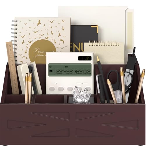 Large Mail Organizer Countertop,Farmhouse Desk and Kitchen Countertop Storage, Letter Sorter, Desk Mail Organizer and Bill Organizer, Desktop File and Paper Holder - color: Brown