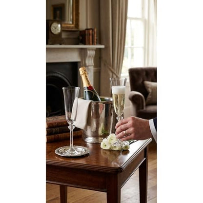 Galway Crystal Liberty Flute Pair, Tall Champagne Glasses Set of 2 Clear, 10.2-Inch H x 2.6-Inch W Wedding Toast Stemware