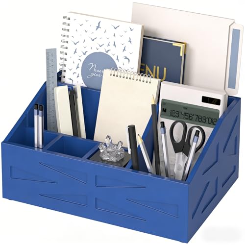 Wood Mail Organizer Countertop,Farmhouse Desk and Kitchen Countertop Storage, Letter Sorter, Desk Mail and Bill Organizer, Desktop File and Paper Holder (Blue) - color: Bu-1