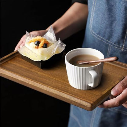 HOSHANHO Acacia Wood Serving Tray 14x10 Charcuterie Board & Non-Slip Pads | Premium Acacia Wood Platter for Cheese, Meat & Snacks, Non-Slip Pads Keep Tray Steady, Ideal for Parties, Dining & Daily Use - size: 14" x 10" x 1"