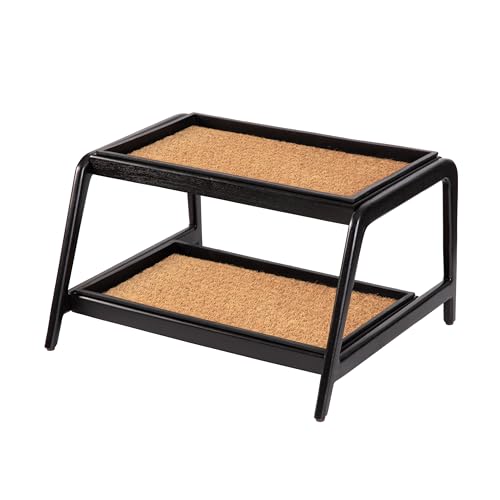 Anji Mountain Heavy Duty Waterproof Wooden Shoe Storage Mat Organizer/Boot Storage Tray Multi Use for Entryway with Coir, Tan Insert, 2 Tier, Fits 4 Pair (26.5" Wide) - color: Tan, size: 2 Tier, Fits 4 Pair, style: Tan
