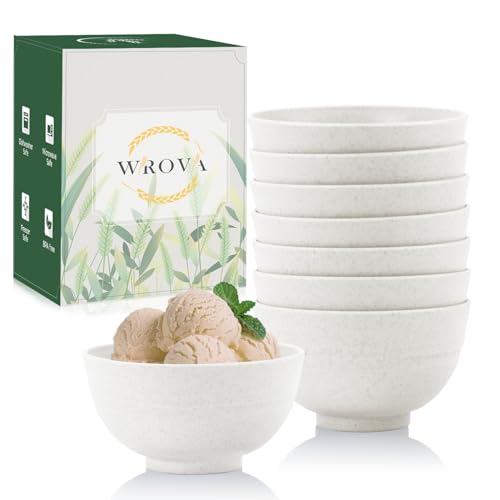 Wheat Straw Snack Bowls 10oz Set of 8 - Unbreakable Dessert Bowl for Kids - Small White Bowls for Ice Cream,Snack and Fruits - Microwave & Dishwasher Safe Mini Appetizer Bowl Sets - White - color: White, size: 10 oz