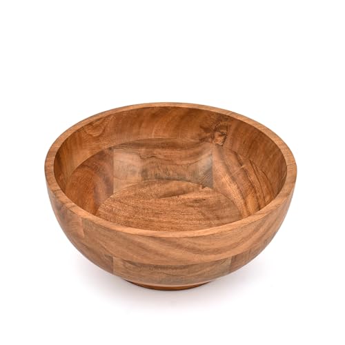 Decorative Bowl Acacia Wood Bowl – Round Curved Shaped Centerpiece Bowl for Table, Wedding, Home, Party Décor (10" X 10" X 4")