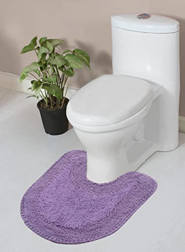Home Weavers Double Ruffle Collection 100% Cotton Bathroom Rugs Set, Washable Rug, Extra Soft and Absorbent Bath Rug, Kitchen Mat, Bath Mat Set, Bath Floor Mat Non Slip, 20"x20" Contour, Purple - color: Purple, size: 1'8" x 1'8" (Contour)