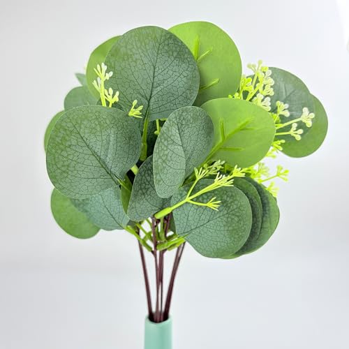 Artificial Eucalyptus Stems, 40 Pcs, Silver Dollar Leaves | Silk Faux, Bulk, Home Decor, Wedding Decor