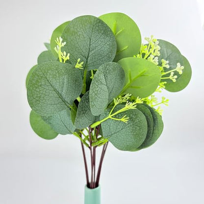 Artificial Eucalyptus Stems, 40 Pcs, Silver Dollar Leaves | Silk Faux, Bulk, Home Decor, Wedding Decor