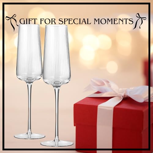 ARTLAND Soho Optic 8.5 oz Champagne Flute, Set of 4 - Modern Stemmed Glasses - Ideal for Weddings, Parties, Mimosas, Prosecco, Sparkling Wine, Excellent Gift Idea, Dishwasher Safe (Clear) - color: Clear, style: Champagne Flute (4-Piece)